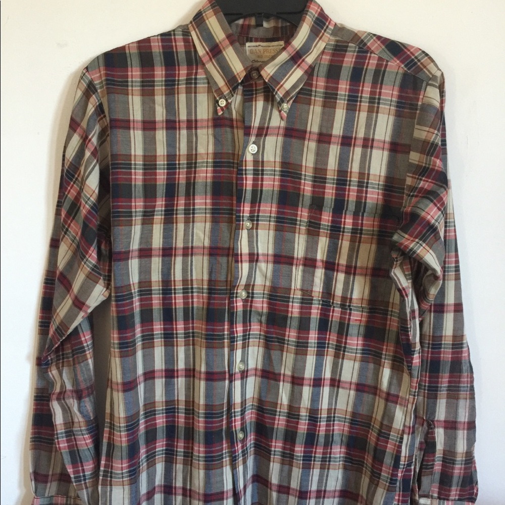 Vintage plaid dan press button down shirt